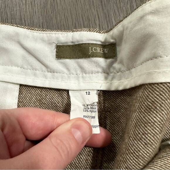 J. Crew Beige Tan Wool Blend Tan Side Zipper Button Pencil Skirt Size 12‎ - Picture 4 of 6